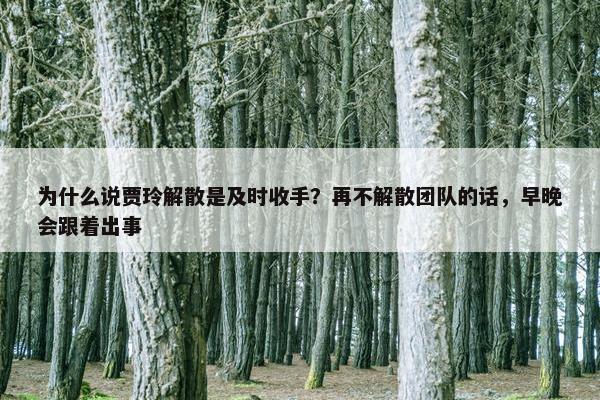 为什么说贾玲解散是及时收手？再不解散团队的话，早晚会跟着出事