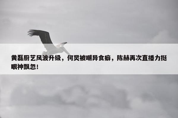 黄磊厨艺风波升级，何炅被嘲异食癖，陈赫再次直播力挺眼神飘忽！