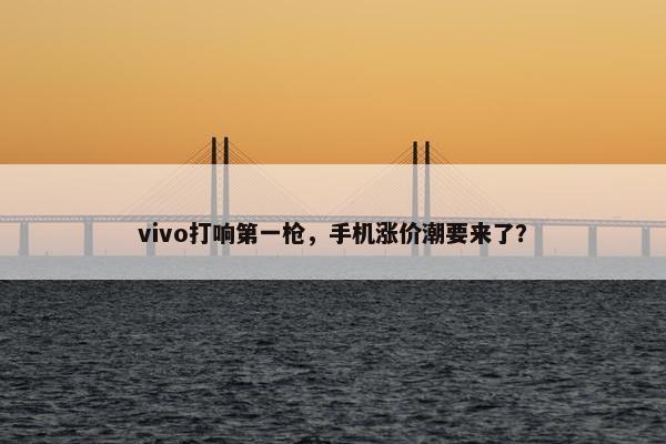 vivo打响第一枪，手机涨价潮要来了？