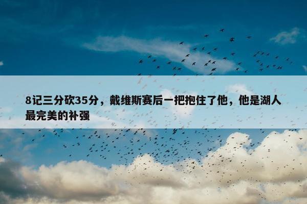 8记三分砍35分，戴维斯赛后一把抱住了他，他是湖人最完美的补强