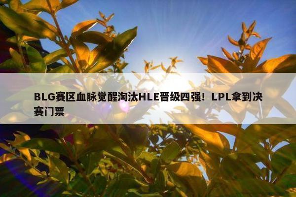 BLG赛区血脉觉醒淘汰HLE晋级四强！LPL拿到决赛门票