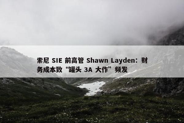 索尼 SIE 前高管 Shawn Layden：财务成本致“罐头 3A 大作”频发