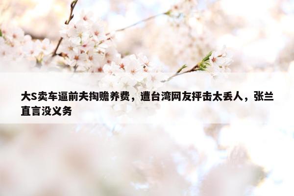 大S卖车逼前夫掏赡养费，遭台湾网友抨击太丢人，张兰直言没义务