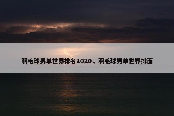 羽毛球男单世界排名2020，羽毛球男单世界排面