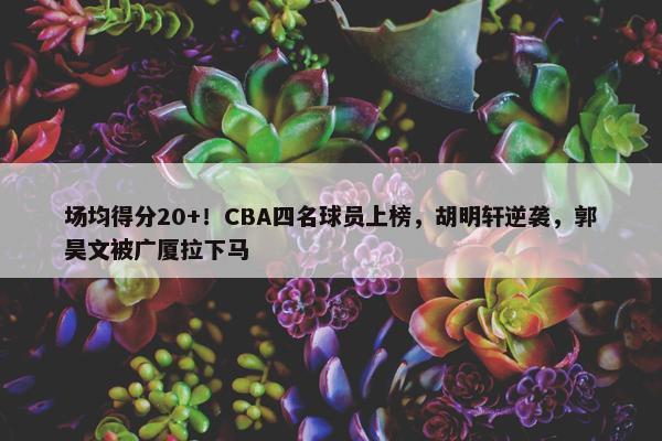 场均得分20+！CBA四名球员上榜，胡明轩逆袭，郭昊文被广厦拉下马