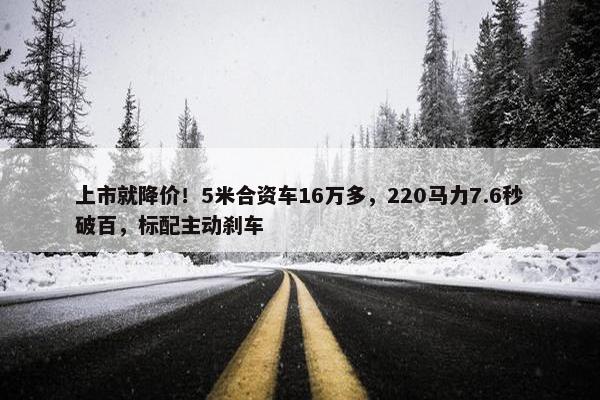 上市就降价！5米合资车16万多，220马力7.6秒破百，标配主动刹车