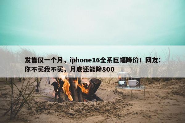 发售仅一个月，iphone16全系巨幅降价！网友：你不买我不买，月底还能降800