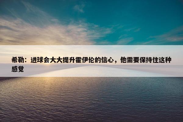 希勒：进球会大大提升霍伊伦的信心，他需要保持住这种感觉