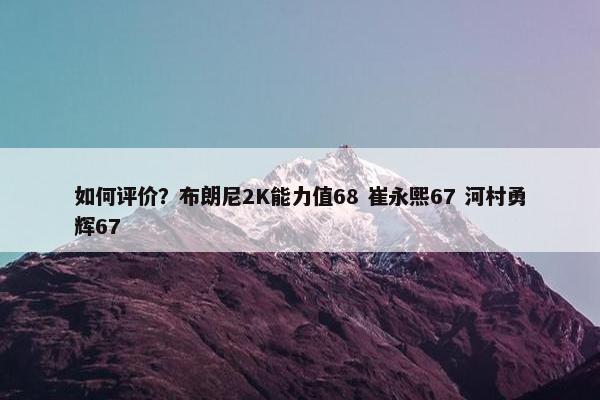 如何评价？布朗尼2K能力值68 崔永熙67 河村勇辉67