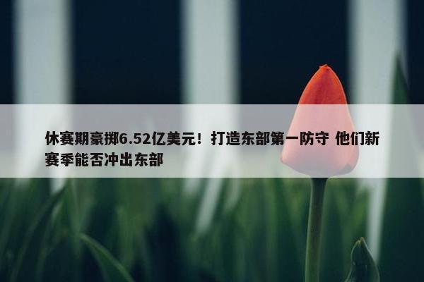 休赛期豪掷6.52亿美元！打造东部第一防守 他们新赛季能否冲出东部