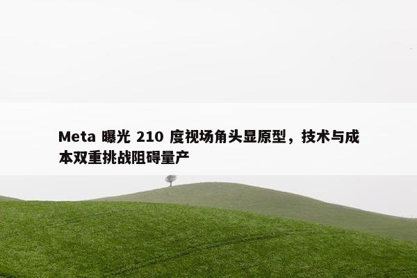 Meta 曝光 210 度视场角头显原型，技术与成本双重挑战阻碍量产