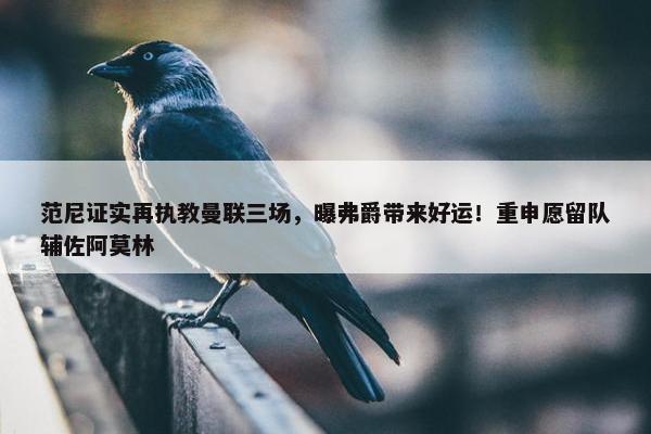 范尼证实再执教曼联三场，曝弗爵带来好运！重申愿留队辅佐阿莫林